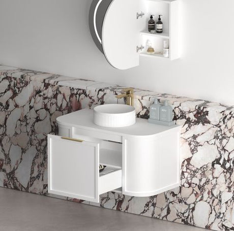 Hampshire 900mm Satin White Wall Hung Curve Cabinet Only — detail 3