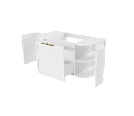 Hampshire 900mm Satin White Wall Hung Curve Cabinet Only — detail 6