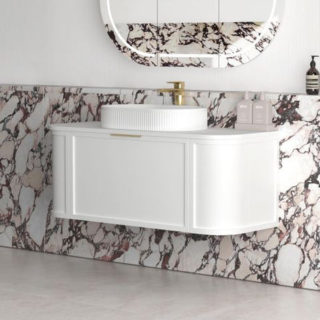 Hampshire 1200mm Satin White Wall Hung Curve Cabinet Only — detail 2
