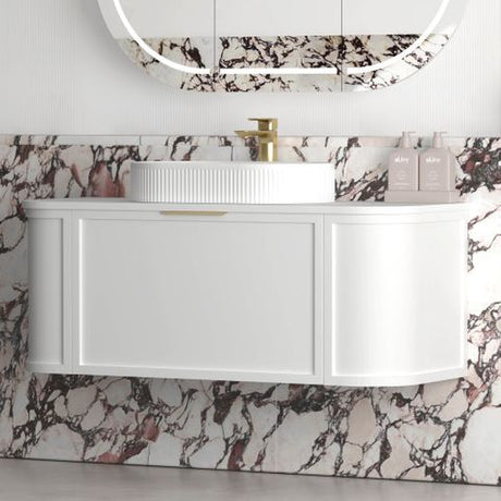 Hampshire 1200mm Satin White Wall Hung Curve Cabinet Only — detail 3