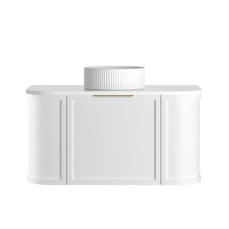 Hampshire 900mm Satin White Wall Hung Curve Vanity with Pure White Top