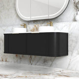 Hampshire 1500mm Satin Black Wall Hung Curve Cabinet Only — detail 2
