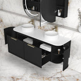 Hampshire 1500mm Satin Black Wall Hung Curve Cabinet Only — detail 3