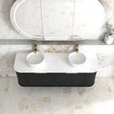 Hampshire 1500mm Satin Black Wall Hung Curve Cabinet Only — detail 4