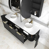 Hampshire 1800mm Satin Black Wall Hung Curve Cabinet Only — detail 2