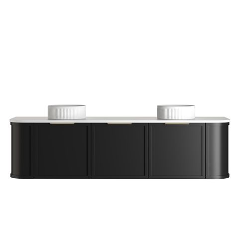 Hampshire 1800mm Satin Black Wall Hung Curve Cabinet Only — detail 3