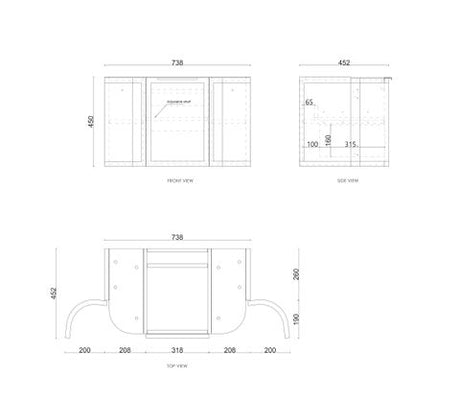 Hampshire 750mm Satin White Wall Hung Curve Vanity with Cloudy Carrara Top — detail 3