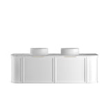 Hampshire 1500mm Satin White Wall Hung Curve Vanity with Cloudy Carrara Top