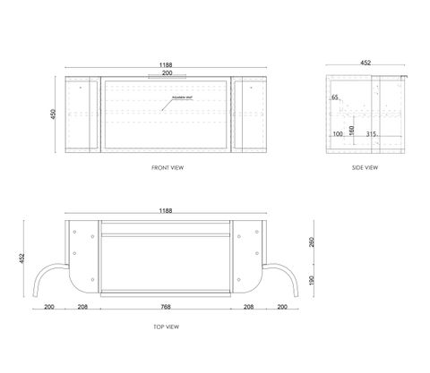 Hampshire 1200mm Satin Black Wall Hung Curve Vanity with Cloudy Carrara Top — detail 4