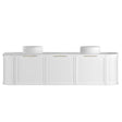 Hampshire 1800mm Satin White Wall Hung Curve Vanity with Cloudy Carrara Top