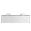 Hampshire 1800mm Satin White Wall Hung Curve Vanity with Natural Carrara Marble Top