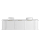 Hampshire 1800mm Satin White Wall Hung Curve Vanity with Natural Carrara Marble Top