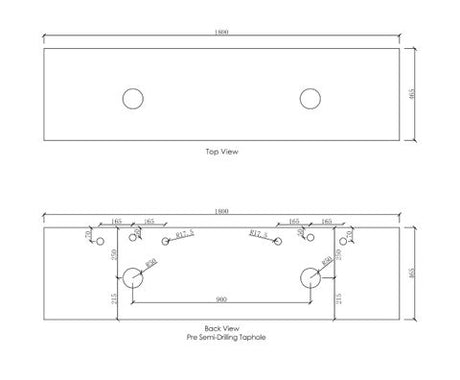 Solid Surface 1800x465x20 Matte White Top — detail 2