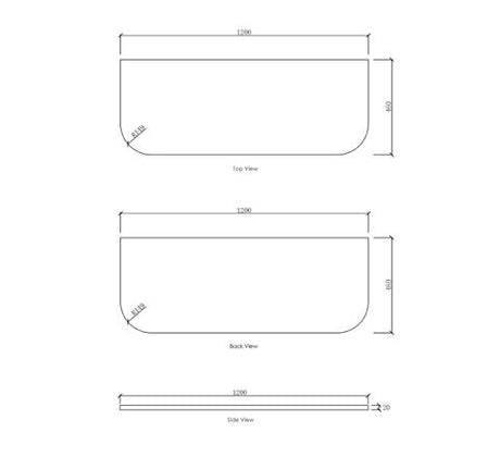 Bondi 1200x460x20 Solid Surface Matte White Top No Hole — detail 2