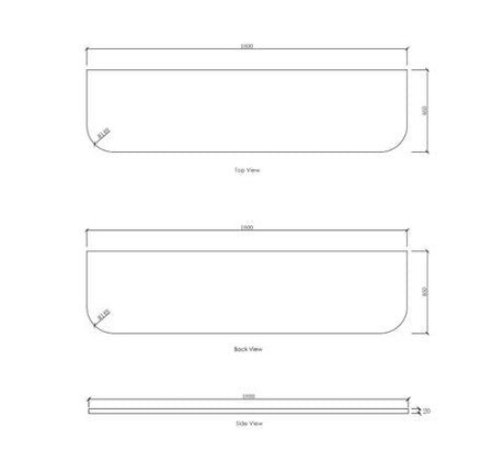 Bondi 1800x460x20 Solid Surface Matte White Top No Hole — detail 2