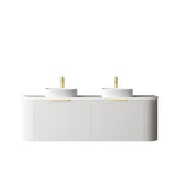 Bondi 1500mm Satin White Fluted Wall Hung Curve Vanity with Matte White Top