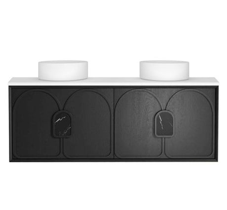 Laguna 1500mm Black American Oak Wall Hung Vanity with Matte White Top