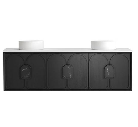 Laguna 1800mm Black American Oak Wall Hung Vanity with Matte White Top