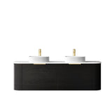 Bondi 1500mm Black Oak Wall Hung Curve Vanity with Matte White Top