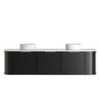 Hampshire 1800mm Satin Black Wall Hung Curve Vanity with Matte White Top