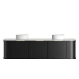 Hampshire 1800mm Satin Black Wall Hung Curve Vanity with Matte White Top