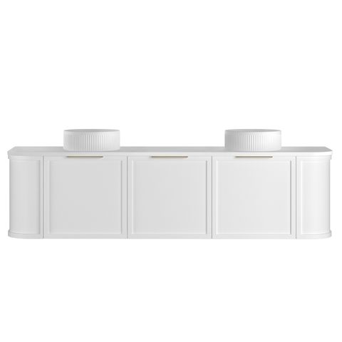 Hampshire 1800mm Satin White Wall Hung Curve Vanity with Matte White Top