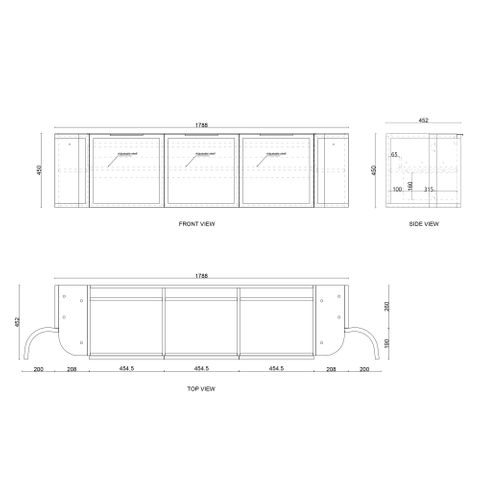 Hampshire 1800mm Satin White Wall Hung Curve Vanity with Matte White Top — detail 3