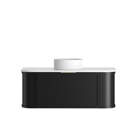 Hampshire 1200mm Satin Black Wall Hung Curve Vanity with Matte White Top