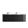 Hampshire 1500mm Satin Black Wall Hung Curve Vanity with Matte White Top