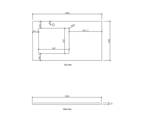 Laundry 1060mm Natural Carrara White Marble Top - Left Bowl 12TH — detail 3