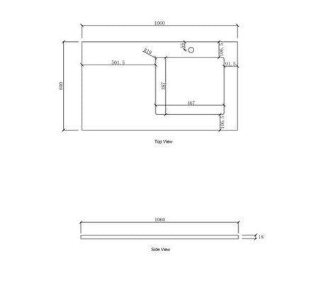 Laundry 1060mm Natural Carrara White Marble Top - Right Bowl 12TH — detail 3