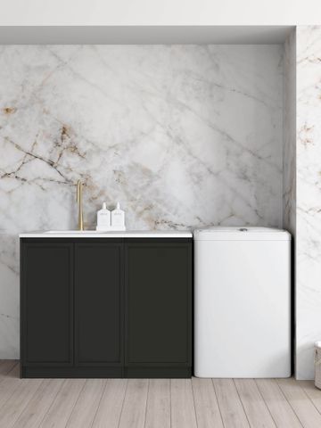Hampshire Black Base Laundry Cabinet with 1060mm Pure White Top