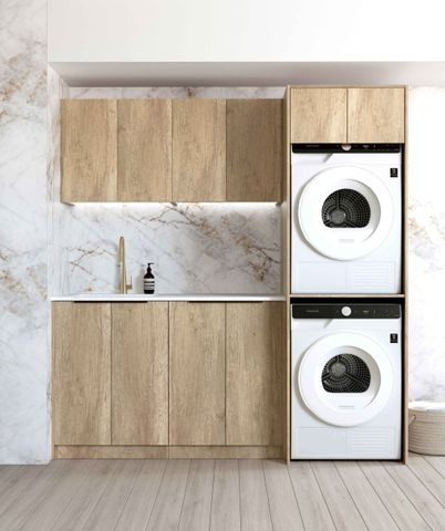 Laundry Kit 1960C Byron/Bondi Natural Oak with Pure White Top