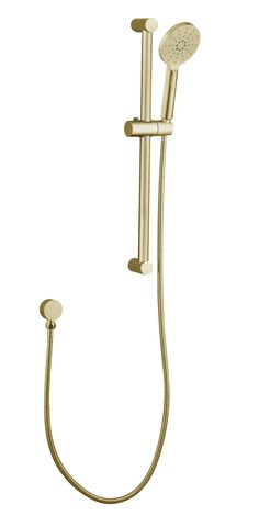 Pavia Brushed Gold Shower Rail with Round Handheld Shower Piece