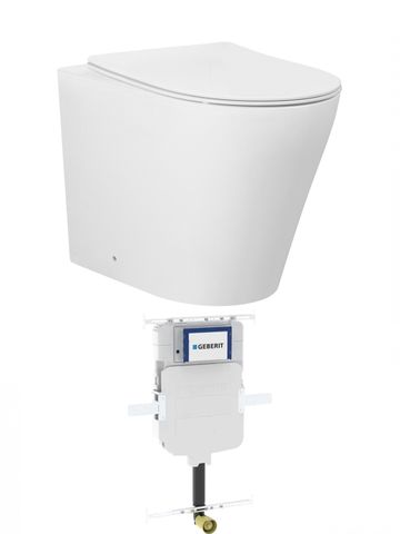 Alzano Wall Face Matte White Hurricane Pan with Geberit Cistern, No Push Plate