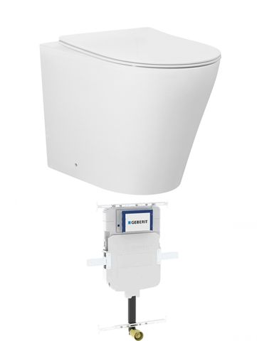 Alzano WF Hurricane Pan Slim Seat / Geberit Inwall Cistern Set (Push Plate Sold Separately)