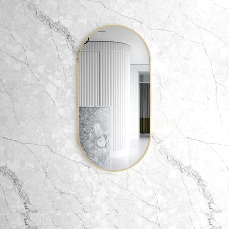Noosa 1200(W)x600(H) Gold Metal Frame Mirror- Install Horizontal or Vertical — detail 2