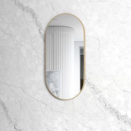 Noosa 1200(W)x600(H) Gold Metal Frame Mirror- Install Horizontal or Vertical — detail 3