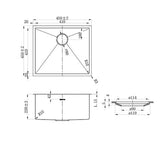 Axon Sink 45S 450x450x220 Brushed Gold — detail 3