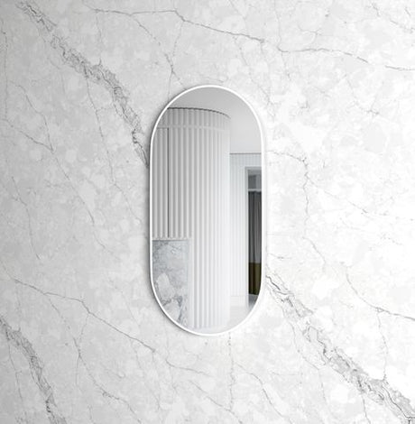Noosa 900(H)x450(W) White Metal Frame Tuffi Mirror — detail 2