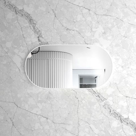 Noosa 1200(W)x600(H) White Metal Frame Tuffi Mirror- Install Horizontal or Vertical