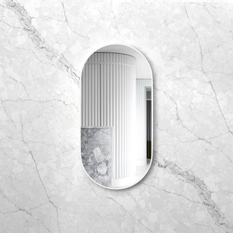 Noosa 1200(W)x600(H) White Metal Frame Tuffi Mirror- Install Horizontal or Vertical — detail 2