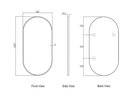 Noosa 1200(W)x600(H) White Metal Frame Tuffi Mirror- Install Horizontal or Vertical — detail 3