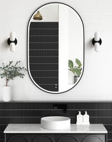LED Noosa 900(H)x600(W) Black Metal Frame Tuffi Mirror- Install Horizontal or Vertical — detail 2