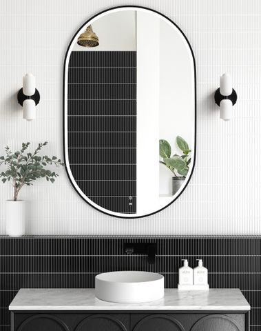 LED Noosa 900(H)x600(W) Black Metal Frame Tuffi Mirror- Install Horizontal or Vertical — detail 2