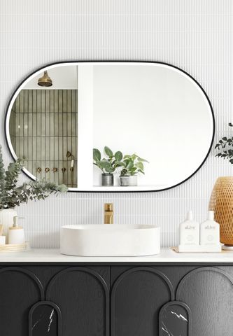 LED Noosa 900(H)x600(W) Black Metal Frame Tuffi Mirror- Install Horizontal or Vertical — detail 3