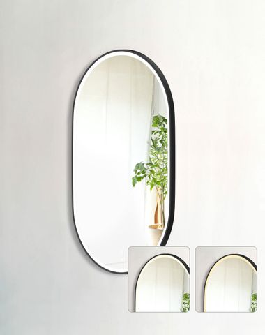 LED Noosa 900(H)x600(W) Black Metal Frame Tuffi Mirror- Install Horizontal or Vertical — detail 4