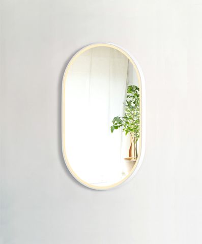 LED Noosa 900(H)x600(W) White Metal Frame Mirror- Install Horizontal or Vertical — detail 3