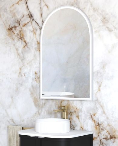 LED Archie 900(H)x600(W) White Metal Frame Tuffi Mirror — detail 3