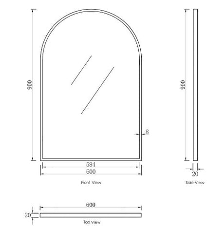 Archie 900(H)x600(W) White Metal Framed Tuffi Mirror — detail 2